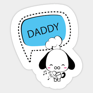 Happy Dog Cartoon with Daddy Speech Bubble Sticker